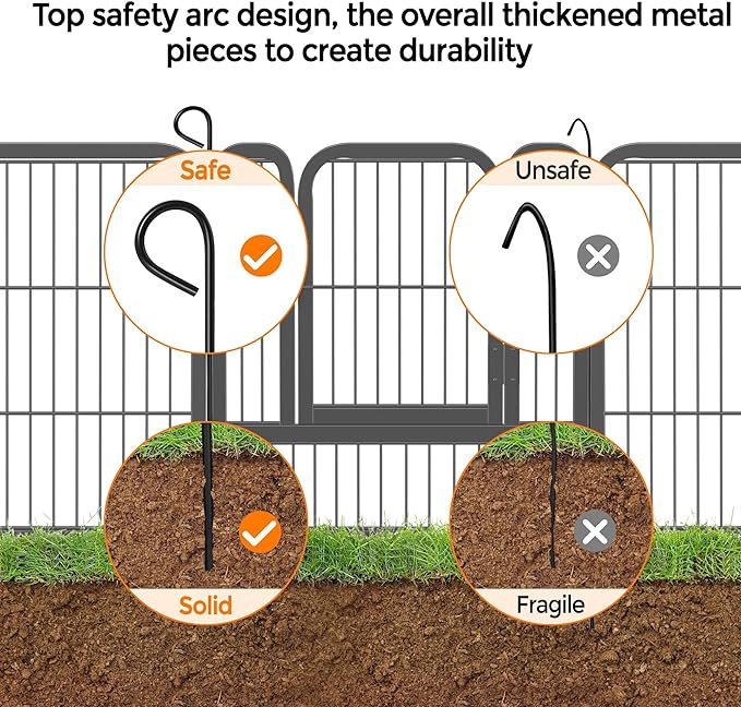 Yaheetech Dog Playpen Outdoor, 8 Panel Dog Fence 24" Indoor Pet Pen for Large/Medium/Small Dogs Heavy Duty Pet Exercise Pen for Puppy/Rabbit/Small Animals Portable Playpen for RV Camping Garden Yard