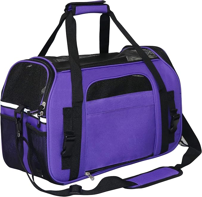 EliteField Soft Pet Carrier (3 Year Warranty, Airline Approved) Small Soft Dog Carrier Soft Cat Carrier Puppy Carrier Soft Sided Travel Carrier Bag (X-Large: 21" L x 12" W x 13" H, Purple)