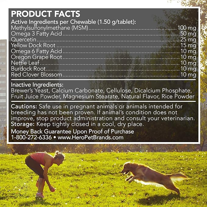 Vet's Best Healthy Coat Shed & Itch Relief Dog Supplements | Relieve Dogs Skin Irritation and Shedding Due to Seasonal Allergies or Dermatitis | 50 Chewable Tablets