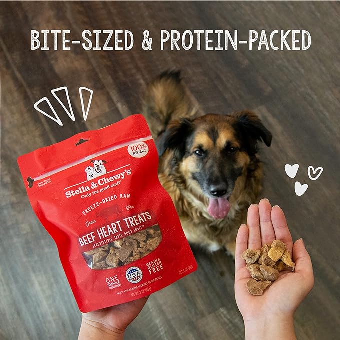 Stella & Chewy's Freeze-Dried Raw Single Ingredient Chicken Hearts Dog Treats, 3 oz. Bag