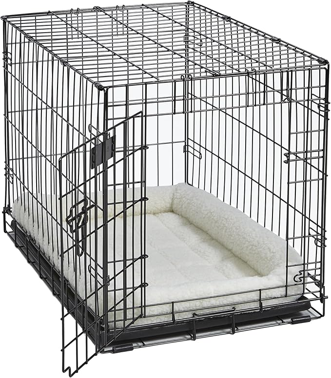 MidWest Homes for Pets Bolster Dog Bed 22L-Inch White Fleece Dog Bed or Cat Bed w/ Comfortable Bolster | Ideal for XS Dog Breeds & Fits a 22-Inch Dog Crate | Easy Maintenance Machine Wash & Dry