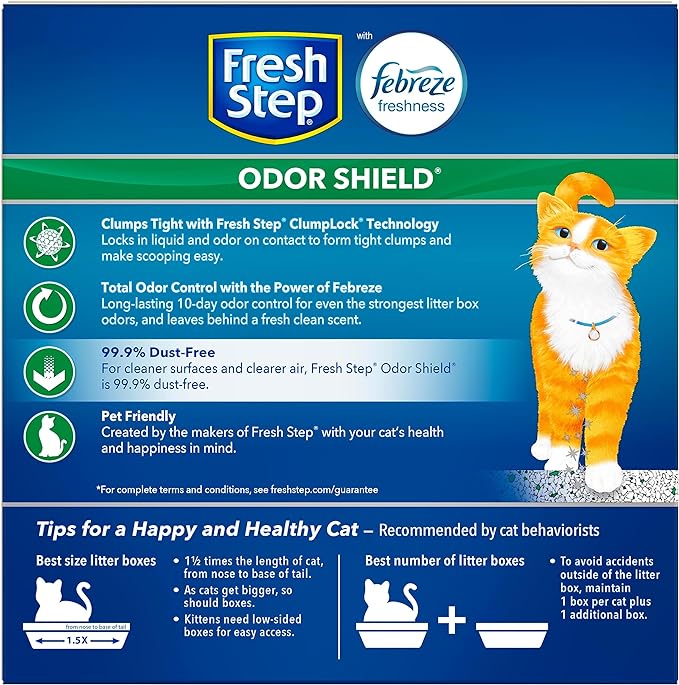 Fresh Step Clumping Cat Litter, Odor Shield, Long Lasting Odor Control Kitty Litter with Activated Charcoal, Low Dust Formula, 14 lb