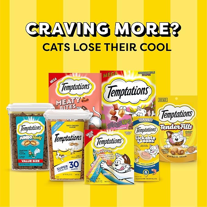 Temptations Creamy Puree with Cheese, Lickable Cat Treats, 0.42oz Pouches, 4 Count (Pack of 11) - Total 44 Count
