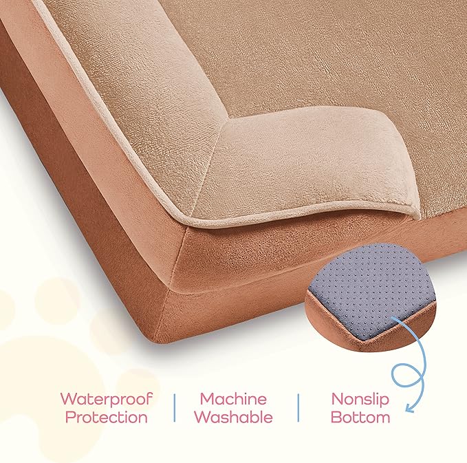 Pitpet Large Dog Bed - Orthopedic Foam, Plush Velvet, Waterproof, Easy Care, Dog-Friendly