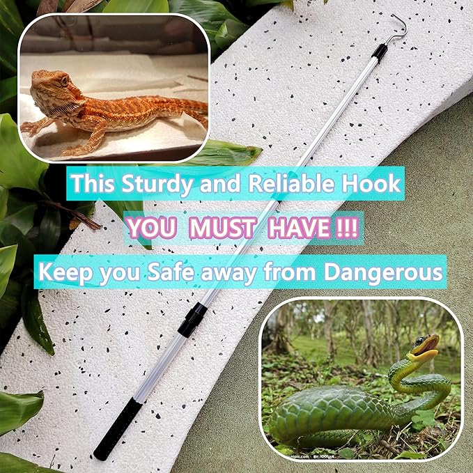 Snake Hook Reptile Catcher Stick Pole, Heavy Duty Snake Handling Tool kit for Rattlesnakes Python Copperhead Removal Catching