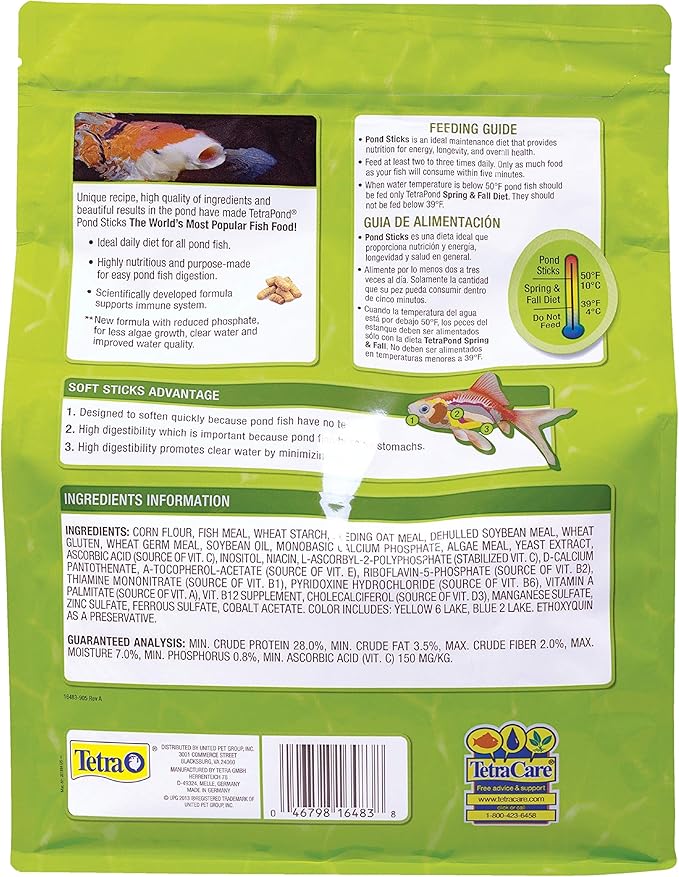 TetraPond Variety Blend, Pond Fish Food, for Goldfish and Koi Yellow 2.25 Pound (Pack of 1) and TetraPond Pond Sticks, Pond Fish Food, for Goldfish and Koi, 1.72 Pounds