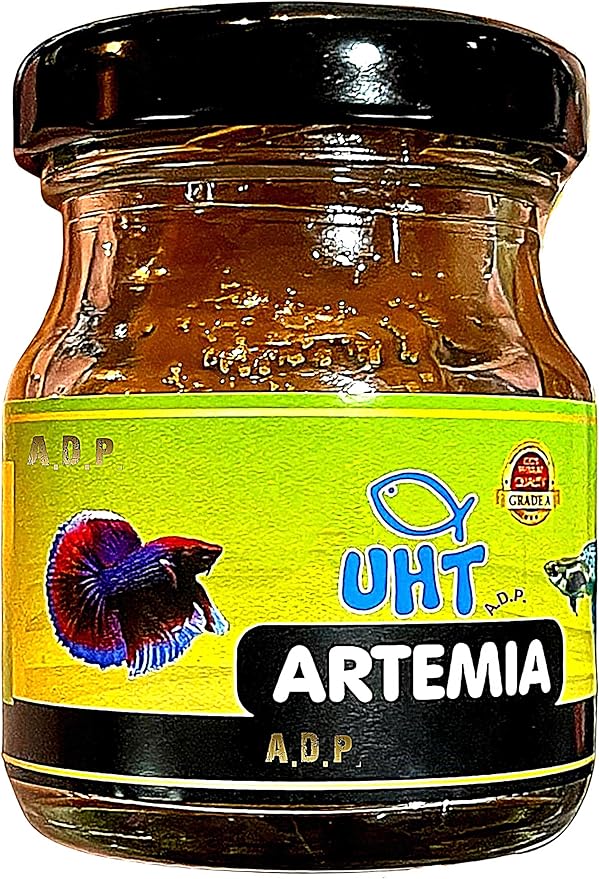 UTH Fish Food Fresh Artemia Cysts Brine Shrimp 45 g. Tropical Fish Food Grow Faster & Color Enhancer Slow Sinking Like Pellets High Protein 56% for All Baby Fry Newborn Fish Feed & Small Fish