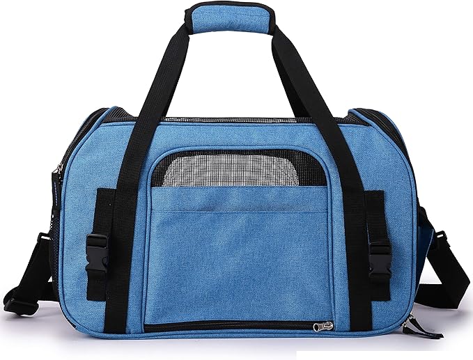 EliteField Soft Pet Carrier (3 Year Warranty, Airline Approved) Small Soft Dog Carrier Soft Cat Carrier Puppy Carrier Soft Sided Travel Carrier Bag (X-Large: 21" L x 12" W x 13" H, Sapphire Blue)