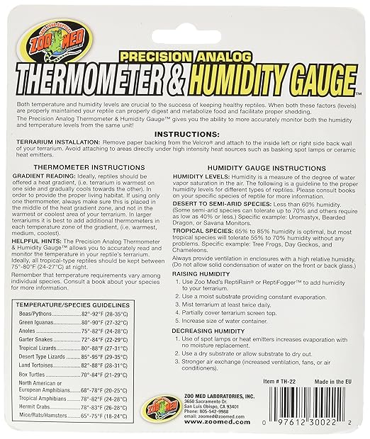 Zoo Med Dual Thermometer and Humidity Gauge (Pack of 2)