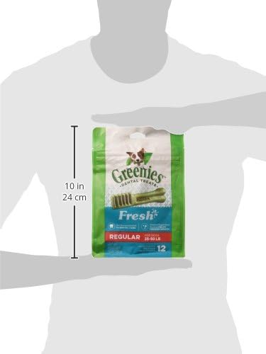 Greenies Regular Natural Dental Care Dog Treats Fresh Flavor, 12 oz. Pack (12 Treats)