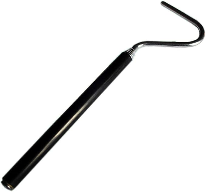 lasenersm 1 Piece Snake Hook Collapsible Snake Hook Telescoping Snake Hook Stainless Steel Extensible Snake Catcher Collapsible Reptile Hook Telescoping Capture Hook, Black