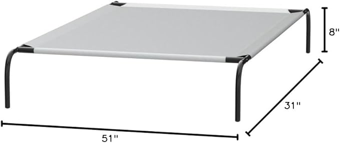 Amazon Basics Cooling Elevated Dog Bed with Metal Frame, Large, 51 x 31 x 8 Inch, Grey