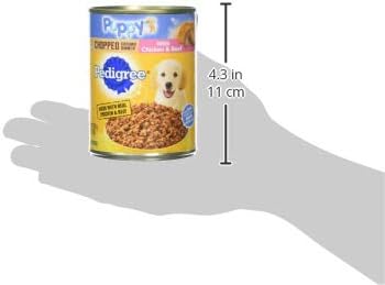 PEDIGREE CHOPPED GROUND DINNER Puppy Canned Soft Wet Dog Food With Chicken & Beef, 13.2 oz. Cans (Pack of 12)