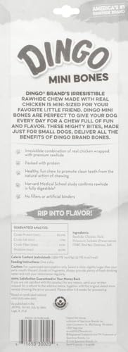 Dingo Mini Bones 7 Count, Rawhide for Dogs, Made with Real Chicken (Pack of 2)