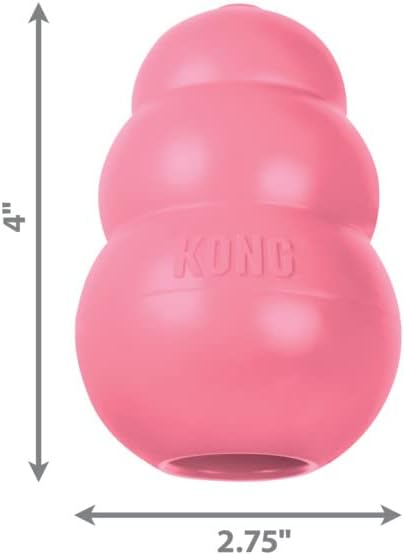 KONG Puppy - Natural Teething Rubber Chew Toy for Dogs - Stuffable Dog Toy for Extended Playtime - Chew & Fetch Toy for Puppies - for Large Puppies - Pink