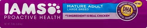 IAMS Healthy Aging Adult Large Breed Dry Dog Food for Mature and Senior Dogs with Real Chicken, 15 lb. Bag