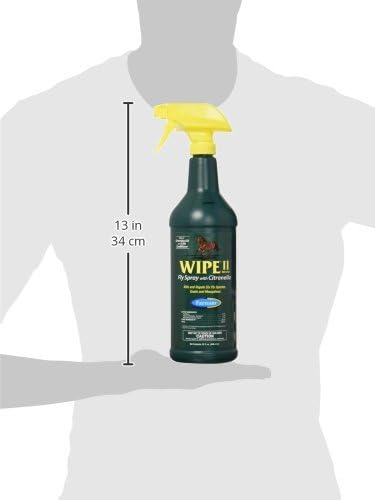 Farnam Wipe II Horse Fly Spray with Citronella, Grooming Aid and Coat Conditioner, 32 Fluid Ounces, One Quart Bottle with Trigger Sprayer (Pack of 4)