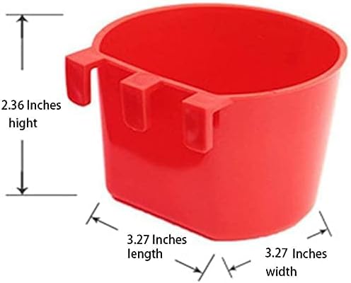 Cage Cups Birds Feeders Seed Bowl Chicken Feeding Watering Dish Rabbit Water Food Hanging Wire Cages Box 8oz/16oz Coop Cups for Pet Parrot Parakeet Gamefowl Poultry Pigeon (10PCS Red)