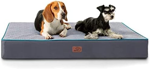 Bedsure Orthopedic Dog Bed for Medium Dogs - Memory Foam Dog Beds, 2-Layer Thick Pet Bed with Removable Washable Cover and Waterproof Lining (30x20x3 Inches), Grey