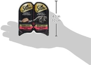 SHEBA PERFECT PORTIONS Cuts in Gravy Adult Wet Cat Food Trays (24 Count, 48 Servings), Gourmet Salmon Entrée, Easy Peel Twin-Pack Trays