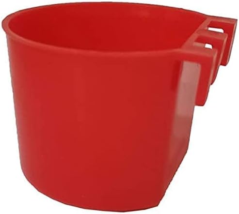 Cage Cups Birds Feeders Seed Bowl Chicken Feeding Watering Dish Rabbit Water Food Hanging Wire Cages Box 8oz/16oz Coop Cups for Pet Parrot Parakeet Gamefowl Poultry Pigeon (10PCS Red)