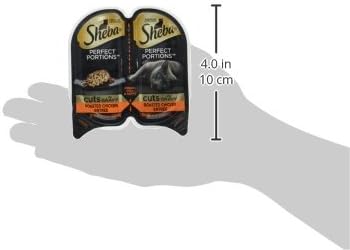 SHEBA PERFECT PORTIONS Cuts in Gravy Wet Cat Food Trays (24 Count, 48 Servings), Roasted Chicken Entrée, Easy Peel Twin-Pack Trays