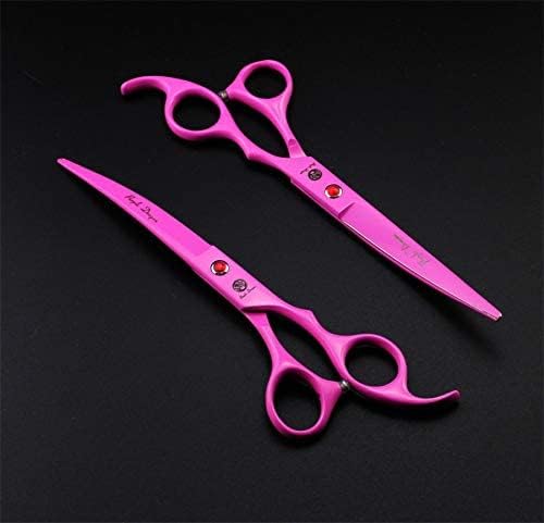 Purple Dragon Professional 7.0 inch 4PCS Pet Grooming Scissors Kit Japan Premium Steel Straight & Curved & Thinning Blade Dog Hair Cutting Shears Set with Case