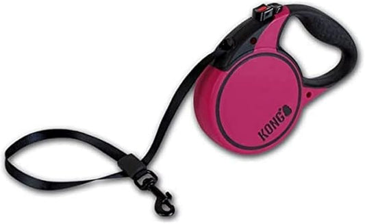 Alcott Kong Terrain Retractable Dog Leash, Small, Fuschia, 16' Long.