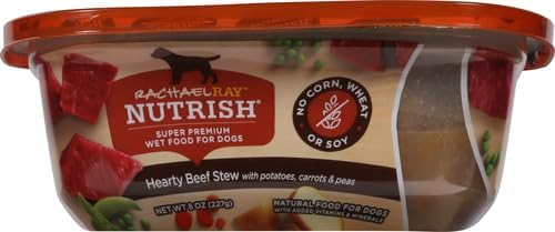 Rachael Ray Nutrish Premium Natural Wet Dog Food, Hearty Beef Stew Recipe, 8 Ounce Tub