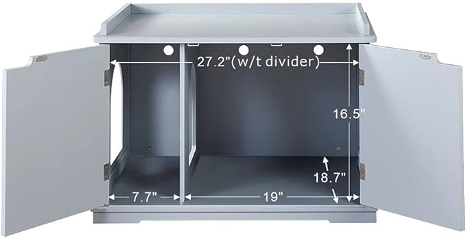 unipaws Cat Litter Box Enclosure Furniture, Cat Washroom, Hidden Litter Box Cover, Cabinet for Large Cat, Dog Proof Cat Litter Boxes, Hideaway Litter Box, Cat House, Grey