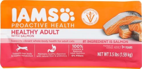 IAMS PROACTIVE HEALTH Adult Healthy Dry Cat Food with Salmon Cat Kibble, 3.5 lb. Bag