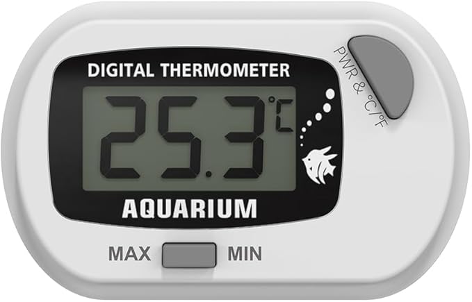 Stick-On Fish Tank Thermometer Reptile Thermometer Hygrometer Digital Thermometer Aquarium Thermometer Reptile Thermometer with MAX/MIN LCD Display Terrarium Water Temperature Test (White Gray)