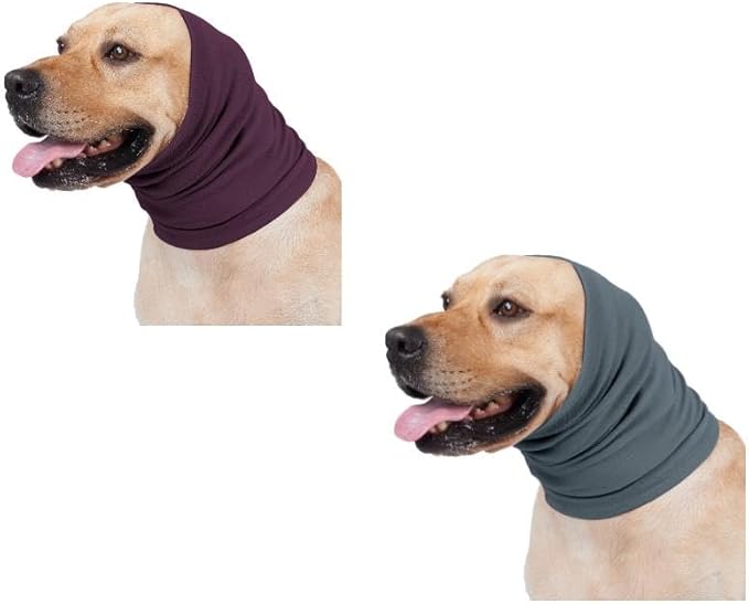 Hood No Flap Ear Wrap, No Flap Dog Ear wrap Quiet Ears Wrap Hematoma Dog Headband for Ears Pail Lilac+Aqua Blue L