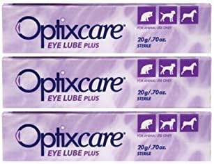 OptixCare Eye Lube Plus + Hyaluron 20g for Dog Cat Horses, Pack of 3