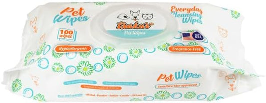 pet Wipes for Dogs and Cats Hypoallergenic Natural Products for Cleansing from Nose to Tail 100 Count 8x7in Wipes Perfect for Grooming and Cleaning Made in The USA Fragance-Free