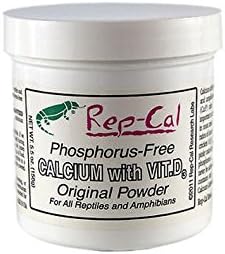 Rep-Cal 52296 Phosphorous-Free Calcium Fine Powder Reptile/Amphibian Supplement with Vitamin D3, 5 oz