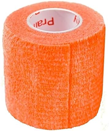 2 Inch Vet Wrap Tape Bulk (Orange) (Pack of 6) Self Adhesive Adherent Adhering Flex Bandage Grip Roll for Dog Cat Pet Horse