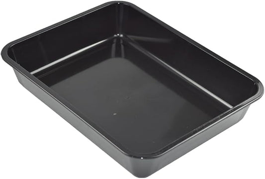 OMEM Reptile food bowl large water dish, wood plate, bowl turtles (L=35.4 * 5.3 * 26.3, black)