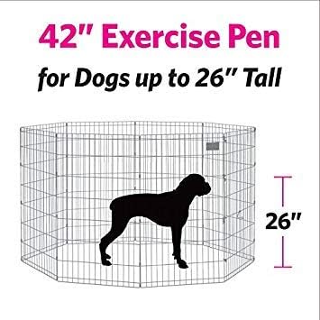 MidWest Homes for Pets Foldable MetalDog Exercise Pen / Pet Playpen, Black w/ door, 24'W x 42'H