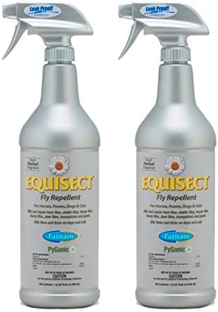 Farnam Equisect Botanical Fly Repellent for Horses, Dogs and Cats, 32 Ounces, Quart Spray (Pack of 2)