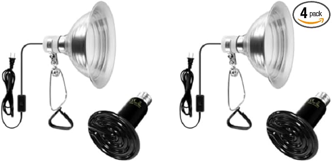 Simple Deluxe 100W Ceramic Reptile Heat Lamp Bulb & 150W Clamp Light with 8.5" Aluminum Reflector Combo for Amphibian Pets