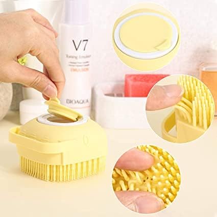 Busi Cepillo de silicona para masaje Corporal de baño, cepillo para ducha de baño con dispensador de jabón, champú Suave para Perros, cepillos de acicalamiento para mascotas