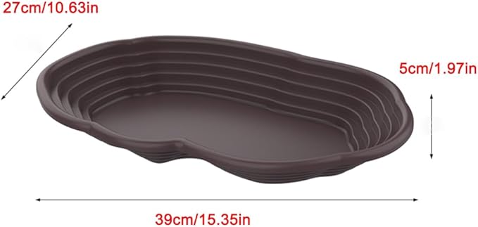 Flushbay Reptile Feeding Water Bowl with Drainage Turtle Water Dish Large Reptile Bathing Dish Pool for Lizard Bearded Dragon Hermit Crabs Semi-Aquatic Pets (Black)