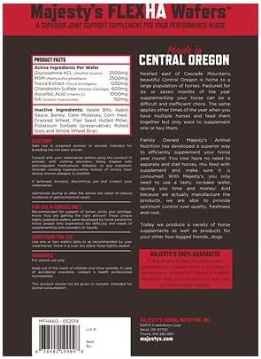 Majesty's Flex HA Wafers - Superior Performance Horse/Equine Joint Support Supplement - HA, Vitamin C, Yucca, Glucosamine (Regular, 2 Pack(120 Count Total))