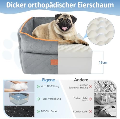 Dog Car Seat for Small Dogs, Memory Foam Dog Booster Seat for Dogs under 35 lbs, Detachable & Washable Dog Car Seat for Front & Back Seats, Elevated Pet Car Seat with Storage Pockets