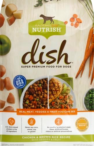 Rachael Ray Nutrish Dish Premium Natural Dry Dog Food with Added Vitamins, Minerals & Taurine, Chicken & Brown Rice Recipe with Veggies & Fruit, 23 Pound Bag