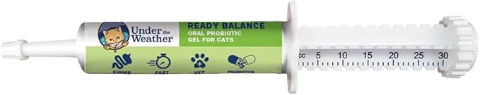 Under the Weather Pet | Ready Balance for Cats | Oral Probiotic and Prebiotic Gel | Maximum Strength Digestive Support | Beneficial Bacteria, Live Probiotics, Vitamins & Prebiotic Inulin