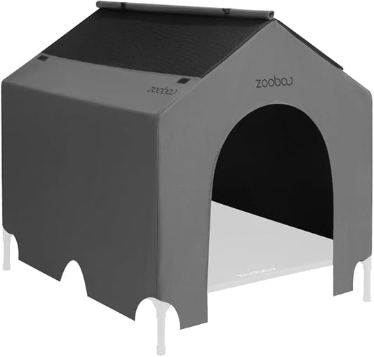 42” Durable Dog House Cover - Waterproof & UV-Resistant 600D Oxford Fabric Canopy for Outdoor Kennels - Fits 42"x34"x40" Houses - Protective Large Breed Shelter Top - COOL GREY