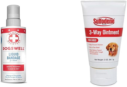 Remedy+Recovery Liquid Bandage for Dogs and Farnam Sulfodene Dog Wound Care Ointment