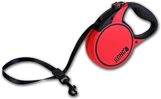 Alcott KONG Terrain Retractable Dog Leash, Small, Red, 16' Long